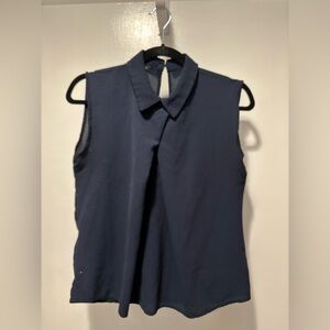 Boohoo Navy Sleeveless Collared Camisole Medium